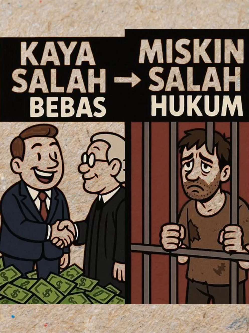 Hukum Itu Adil… Tapi Cuma Buat Orang Kaya 😏 #ParodiEdukasi #SatirDarkMind #RealitaHidup #MindDilemma #FaktaSosial