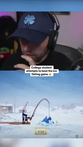 College student attempts to beat the ice fishing game 😭 #kickstreaming 