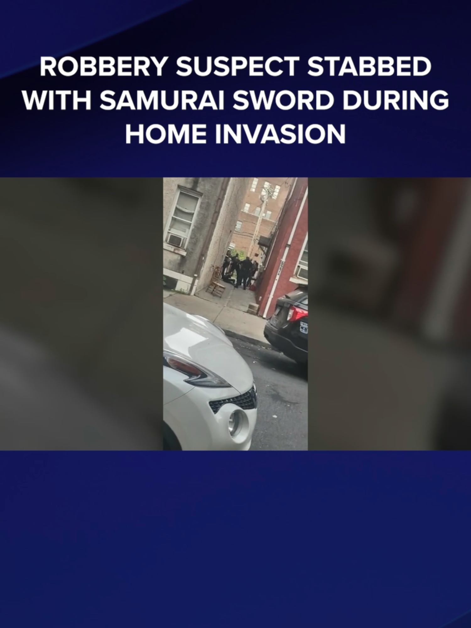 A robbery suspect was hospitalized Tuesday morning after being stabbed with a samurai sword during a home invasion in Norristown, Montgomery County.