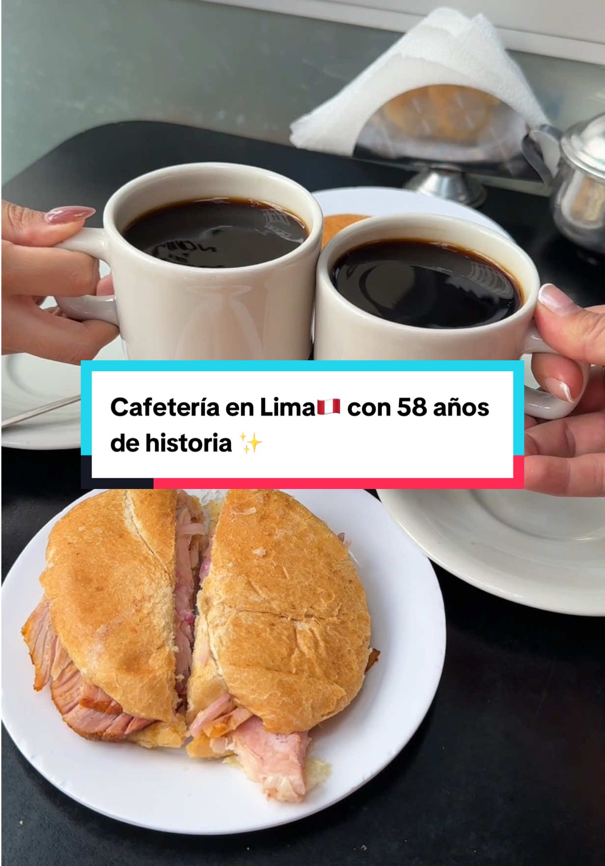 Aquí toda la info⤵️ Está cafetería de antaño se encuentra en 📍Jr. Carabaya 520, a un paso de la Plaza de Armas en el Centro Histórico de Lima.  ⏰Horario de atención: de lunes a sábado de 08:00 a 20:30 hrs. 💰Precios: - Sanguches desde S/. 7  - Bebidas desde S/. 4 ▶️ Cuéntame, ¿ya conocías este lugar? #cafe #tradicion #centrohistorico #limaperu #cafeterias 