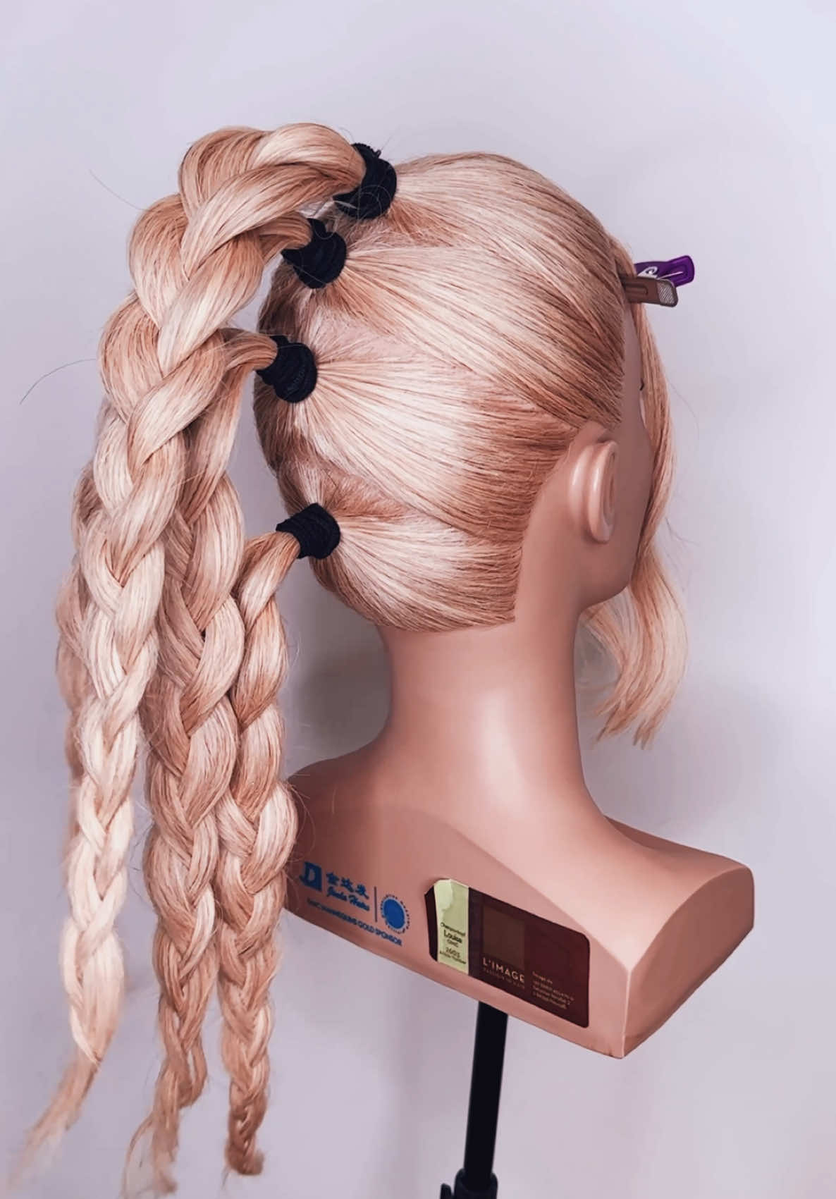 ✨💓 EASY 4 BRAID MOHAWK HAIR UP DO TUTORIAL! Section off 4 ponytails and braid them. Slot them through each other and secure and pull apart to cover. Have fun hairstyling! 💓🫶 #hairtok #easyhairstyles #updo #hairtutorials #hair 