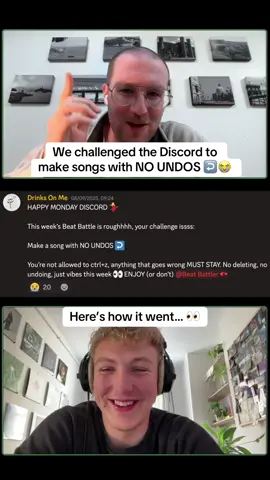 We challenged the Discord to make songs but they weren’t allowed to go back if they made a mistake 😭 a tough challenge, and results definitely varied… which one was your favourite? #musicchallenge #musicproducers #discordmemes #beatbattle #ableton @SouthbyMusic 