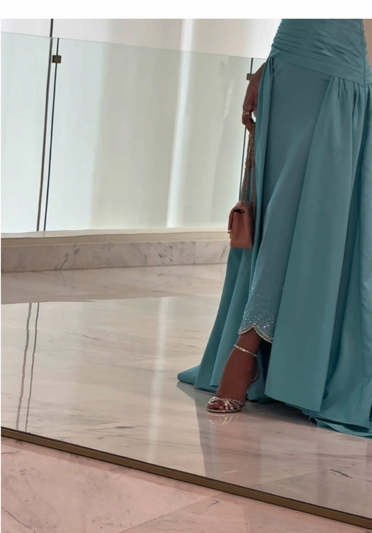“Luce Gown” the perfect turquoise statement 🩵 #SaudiCouture #dresses 
