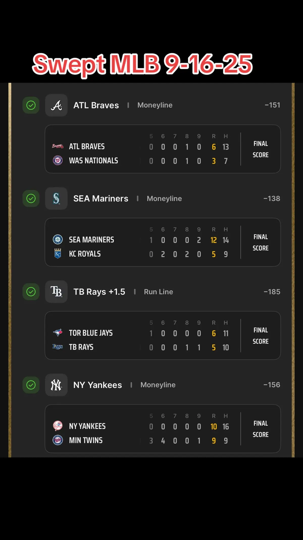 Swept #MLB 9-16-25 Straight to the Picks G9 #fypシ #god #fyp 