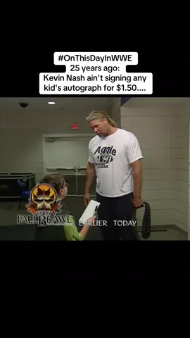 A great running gag! On Thunder a few days earlier, we saw Big Sexy get $60 out of a dad for a photo with his son - only for Big Poppa Pump to obscure his face with his muscles! But Booker T would have the last laugh at Fall Brawl 2000... #OnThisDayInWWE 