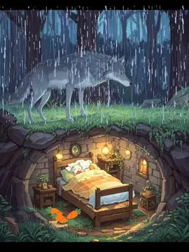 Would you spend a week here with no phone? (I did) 📵❄️. #relax #cozycabin #animation #raining #bunny 