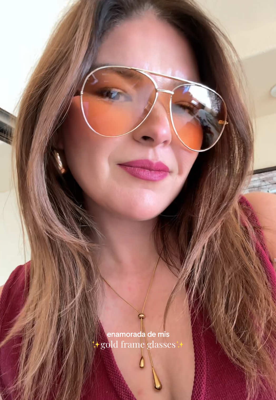 #goldframeglasses #lentesdorados #tiktokshop #orangelens #retroglasses 