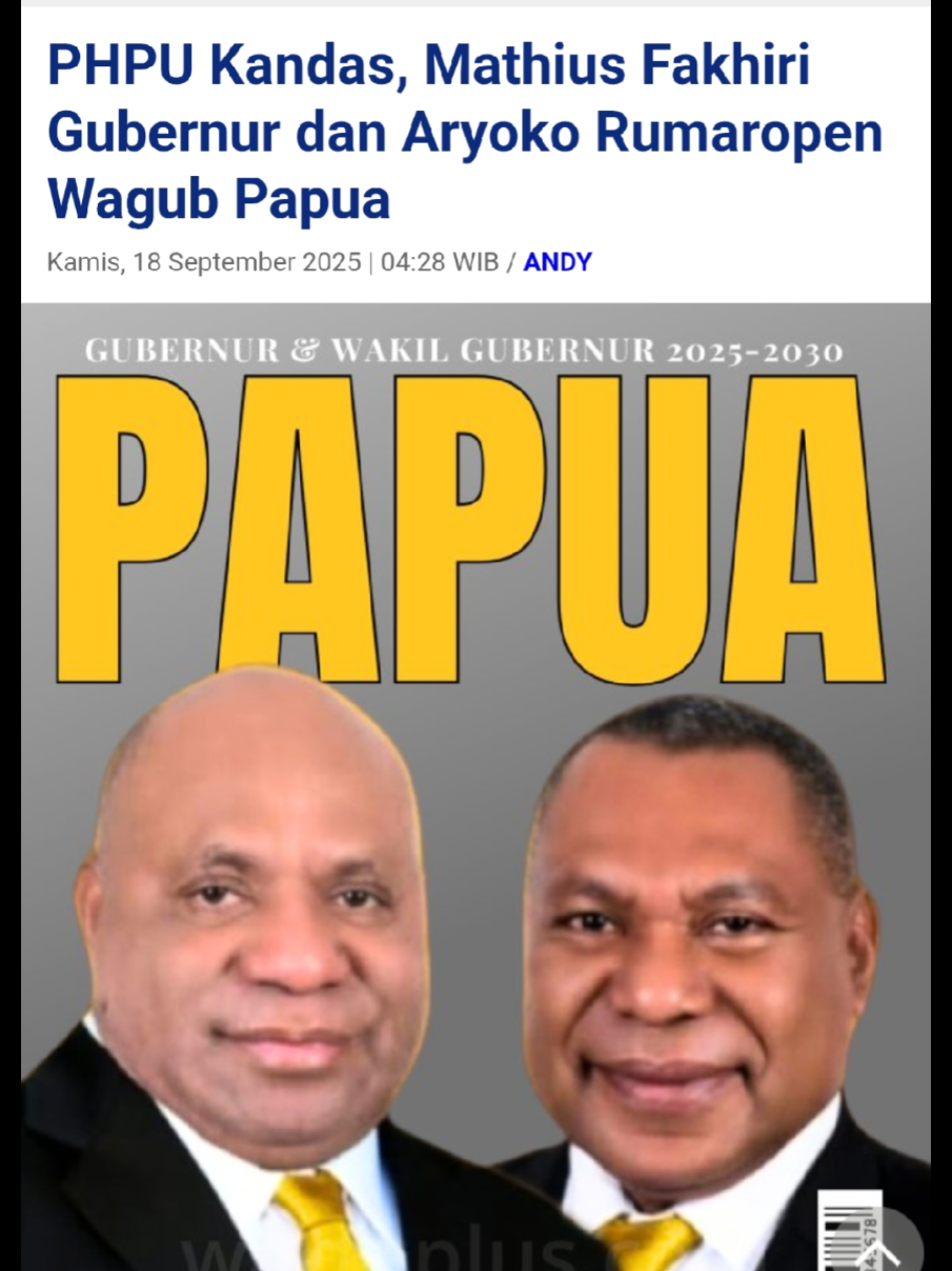 Mahkamah Konstitusi (MK) menolak permohonan Perselisihan Hasil Pemilihan Umum (PHPU) Gubernur Papua dalam Perkara Nomor 328/PHPU.GUB-XXIII/2025 yang dimohonkan Pasangan Calon (Paslon) Nomor Urut 1 Benhur Tomi Mano-Constant Karma. Mahkamah menegaskan jumlah pengguna hak pilih pada pemungutan suara ulang (PSU) Pemilihan Gubernur (Pilgub) Papua yang berlangsung pada 6 Agustus 2025 tidak boleh melebihi jumlah Daftar Pemilih Tetap (DPT), Daftar Pemilih Tambahan (DPTb), dan Daftar Pemilih Khusus (DPK) secara keseluruhan di tingkat Provinsi Papua pada pencoblosan serentak 27 November 2024. BACA JUGA: https://wartaplus.com/read/20560/PHPU-Kandas-Mathius-Fakhiri-Gubernur-dan-Aryoko-Rumaropen-Wagub-Papua @Kaka Fai  #papua #papuatiktok #papuahits #tanahpapua #japrax 