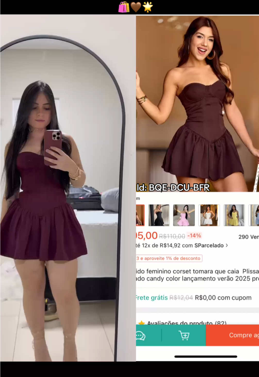 Look Shopee! Vestido lindo!🛍️🤎 ib: ? #vaiprofy #look #shopee #videoviral 