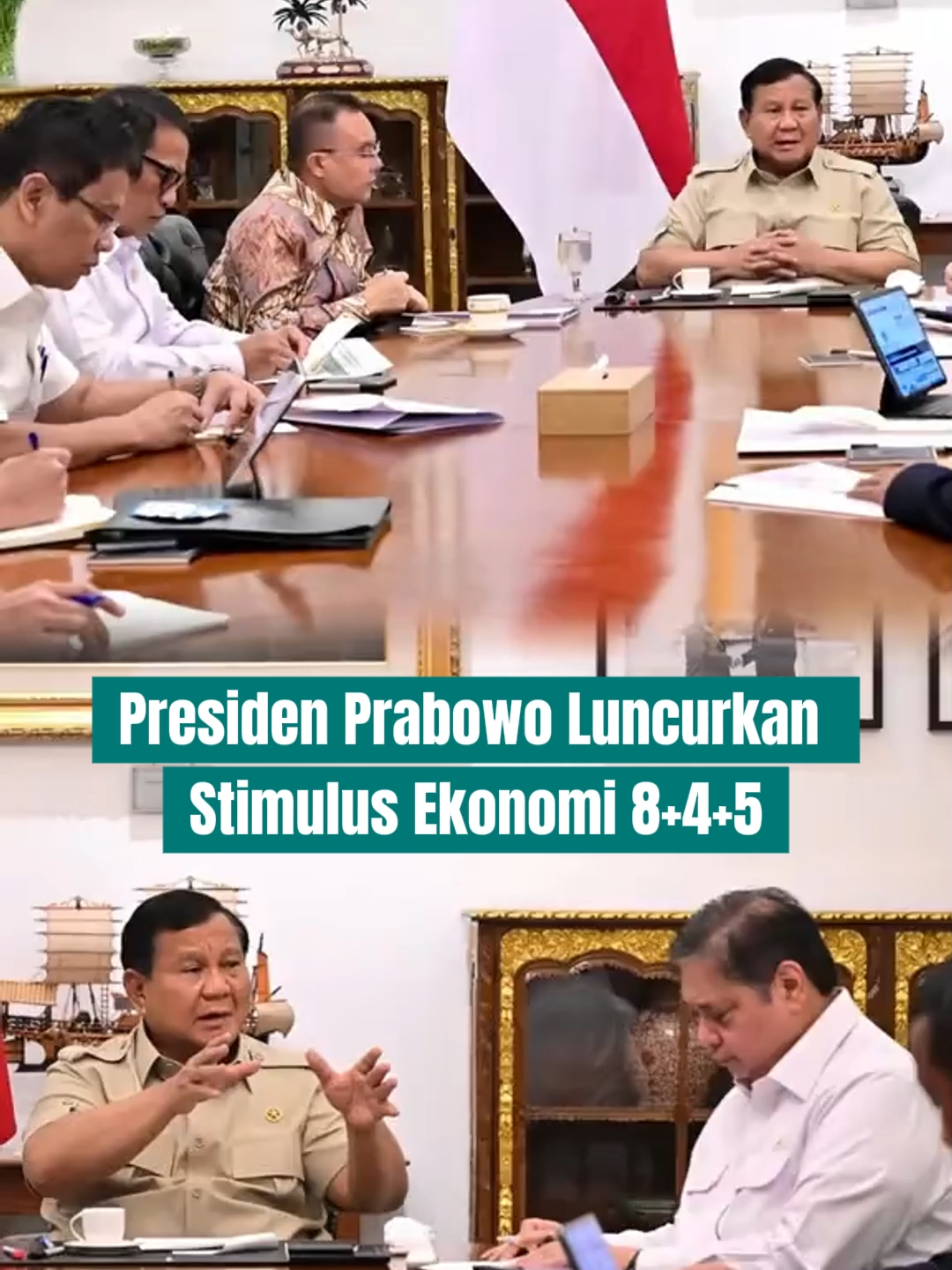 Presiden Prabowo luncurkan stimulus ekonomi 8+4+5. Program ini diharapkan mampu ciptakan lapangan kerja baru dan bantu perekonomian.