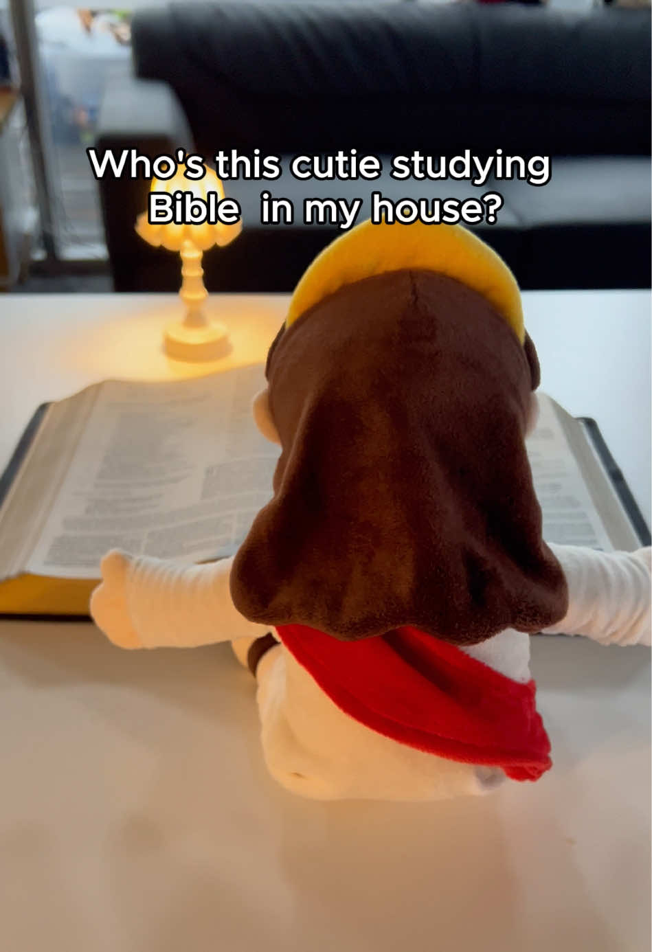 Who is this little cutie studying Bible in my house🫢? #yelakey #jesuslovesyou #jesus #plush #jesuschrist 