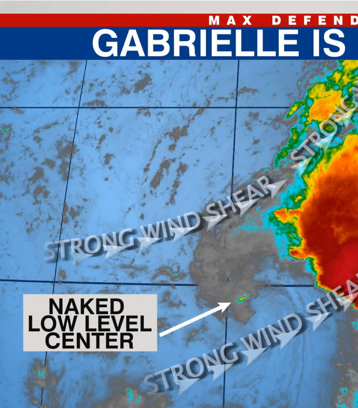 I see you blushing! #Gabrielle’s low level center is exposed and naked, by strong wind shear! It will struggle for the next couple of days. #fyp #hurricane 
