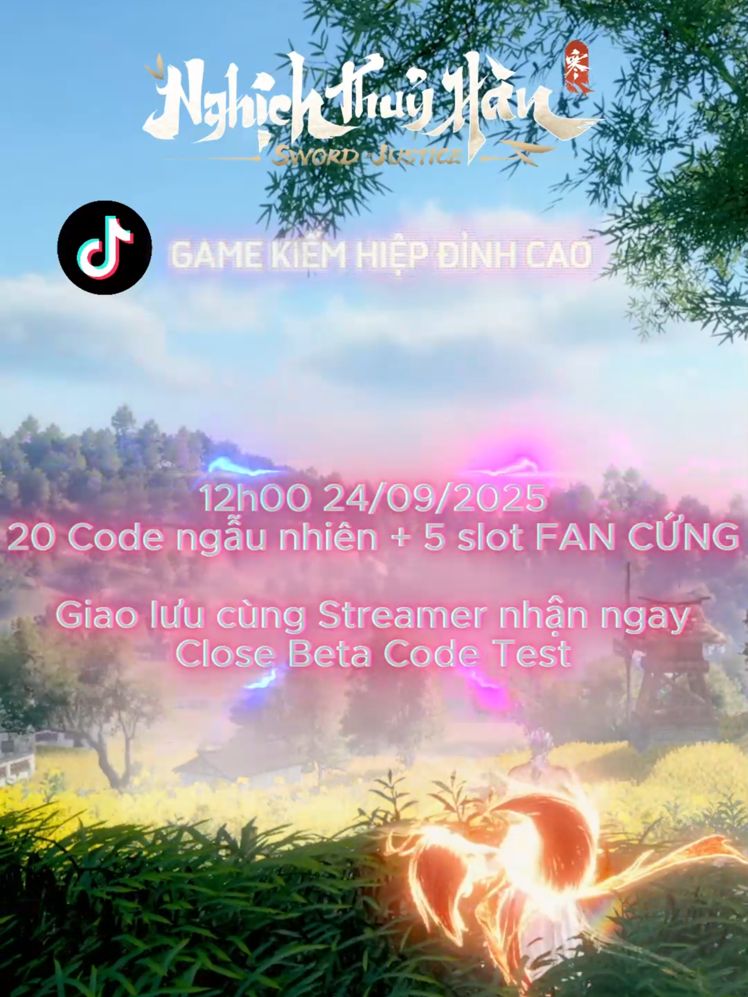 Nghịch Thuỷ Hàn VNG CHUỖI SỰ KIỆN TẶNG MÃ TRẢI NGHIỆM SỚM PHIÊN BẢN CBT Xin chào mọi người, lại là Thái nè, đây là dịp mình may mắn được nhà phát hành tặng mã CBT để mình có thể làm sự kiện GA tri ân đến các khán giả đã xem và theo dõi mình. Bên cạnh đó cũng là dịp tri ân mọi người trong cộng đồng Vân Sơn Khách Điếm. Vậy nên, mình và cộng đồng VSKD xin phép được tổ chức một chuỗi sự kiện tặng các mã trải nghiệm sớm phiên bản CBT cho mọi người. Tổng cộng có tới hơn 60 mã CBT sẽ được phát trong chuỗi sự kiện lần này! Sau đây, là sự kiện đầu tiên: ⏰ 1. THỜI GIAN DIỄN RA: Từ thời điểm hiện tại  đến trước 12:00 ngày 23.09.2025 🎭 2. THỂ LỆ THAM GIA ✅B1: follow các nền tảng của mình:  https://www.tiktok.com/@thaiarchlive https://www.youtube.com/@ThaiArchChoiGame ✅B2: Tham gia cộng đồng Discord Vân Sơn Khách Điếm. 👉 Link tham gia: https://discord.gg/vansonkhachdiem ✅B3: nhận role trong sever Discord, sau đó vào mục “give away cbt”. Có một bài khảo sát mình đã tạo ở đó cho mọi người. Hãy chọn vào mục “đồng ý tham gia”. ✅B4: bình luận “Đã tham gia” tại clip ghim đầu tiên trên kênh TikTok của mình. Link clip: https://www.tiktok.com/@thaiarchlive/video/7551277147789266192 🎁 3. CƠ CẤU GIẢI THƯỞNG  25 slot tham gia may mắn nhận mã CBT trải nghiệm sớm Nghịch Thủy Hàn 📌 4. LƯU Ý QUAN TRỌNG ⚠️Danh sách 20 người may mắn sẽ được mình live trực tiếp GA công bố trên kênh tiktok của mình bắt đầu vào ngày 24.09.2025. Chi tiết xem trong mục event discord. ⚠️ thực hiện đủ các bước mới tính hợp lệ nhé 👉 Nhanh tay tham gia để không bỏ lỡ cơ hội nhận mã trải nghiệm sớm phiên bản CBT nha❤️  #NghichThuyHan #NghichThuyHanCreator #swordofjustice #NghịchThuỷHàn #VNGGames #NetEase #viral #nghichthuyhan #gamekiemhiep #gametutienkiemhiepso1