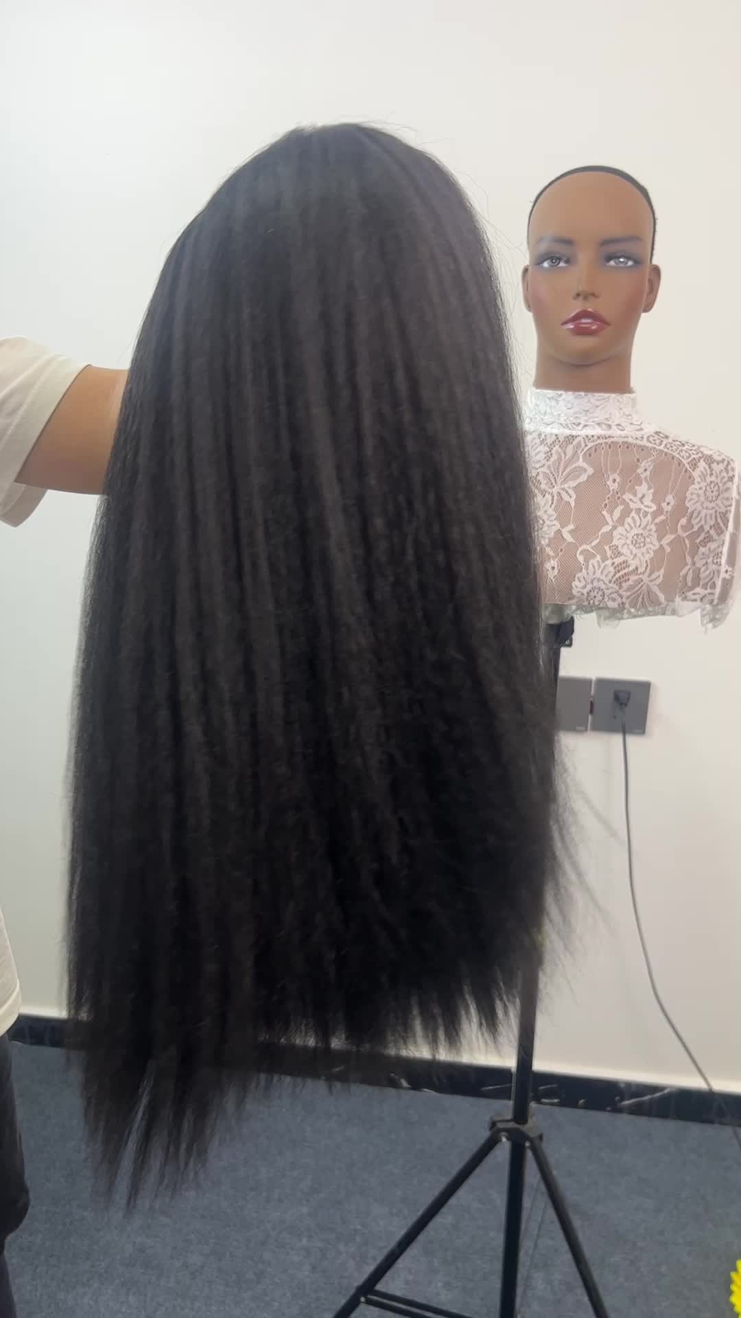 1pc Elegant 24-Inch Long Yaki Kinky Straight Wig in Natural Black - 180% Density, Deep Lace Front, High-Temperature Synthetic Fiber, Versatile Style #wigreview #13x6lacefrontwig #lacefrontwigs #30inchwig #lacefrontwiginstall #3in1wig #humanhairwigsforblackwomen #lacefrontalwigs #aliexpresswig #24inchwig
