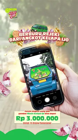 🚐💚 Yuk berburu Angkot Kelapa Ijo! Menangkan total hadiah Rp3.000.000 untuk 15 orang pemenang 🎉 👉 Cara Ikutan: 1️⃣ Foto angkot yang puya stiker Nissin Kelapa Ijo. 2️⃣ Post di Instagram Add Yours yang tersedia di story highlight  3️⃣ Mention @SahabatNissin + ajak 3 teman biar ikutan! 📆 Periode: 17 September – 1 Oktober 2025 #KAJOBiskuitKeluarga