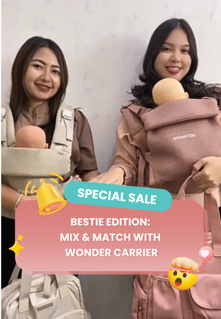Matching with bestie! Gendongan Wonder Carrier rekomen banget buat mommy! Langsung cek keranjang kuning atau JOIN LIVE sekarang! #mooimomindonesia #gendonganbayi #fypシ #fyppppppppppppppppppppppp #momandbaby 