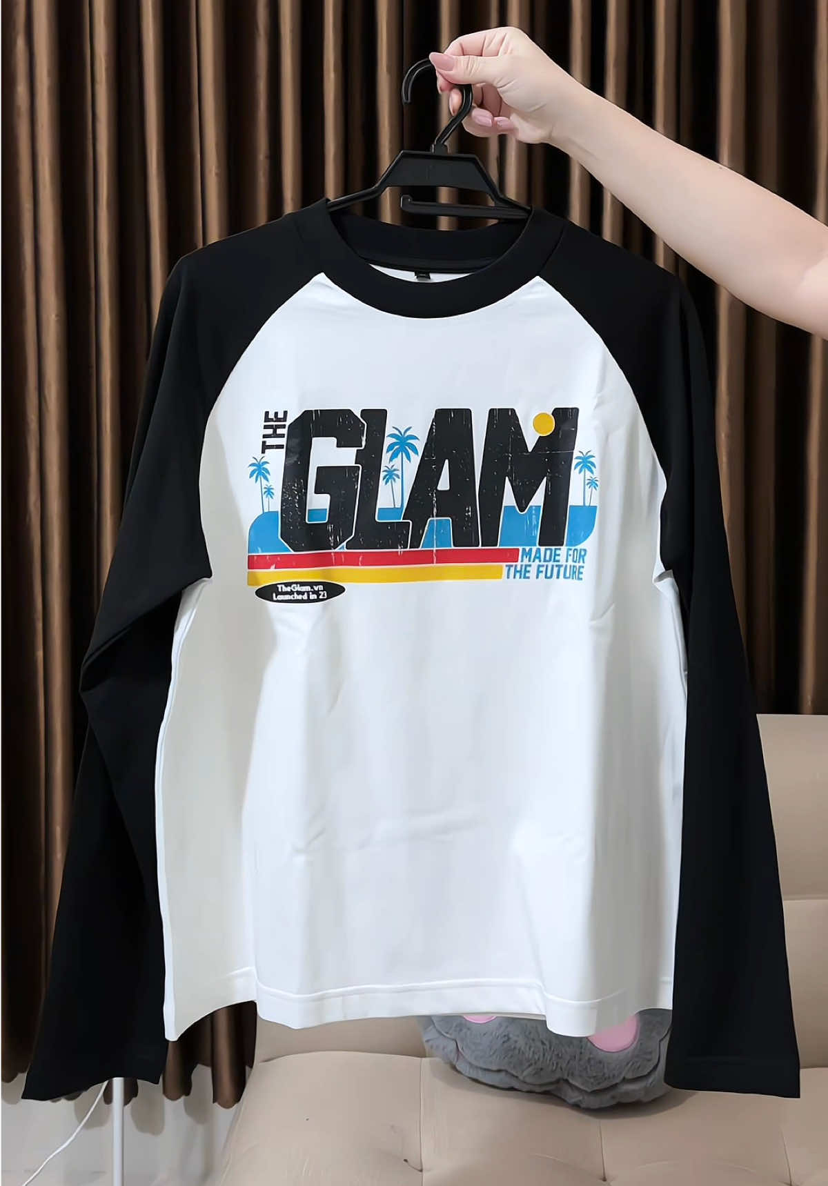 Áo Thun Tay Dài Trắng Phối Đen the Glam nam nữ #xuhuong #aothundaitay #aothunnamnu #theglam #review 