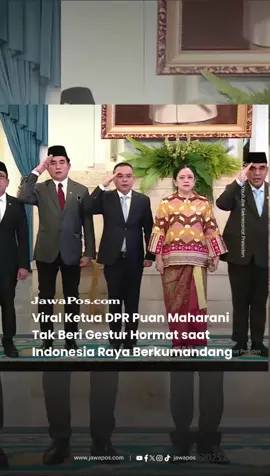 Ketua DPR RI Puan Maharani menjadi sorotan publik setelah terekam kamera tidak memberikan gestur hormat ketika lagu kebangsaan Indonesia Raya berkumandang. Peristiwa itu terjadi saat Puan menghadiri perombakan Kabinet Merah Putih atau reshuffle di Istana Merdeka, Jakarta, Rabu (17/9). Momen ini pun menuai beragam reaksi dari warganet. Sebagian menilai sikap Puan tidak mencerminkan seorang pejabat tinggi negara yang seharusnya memberi teladan dalam menghormati simbol negara. Baca selengkapnya di www.jawapos.com