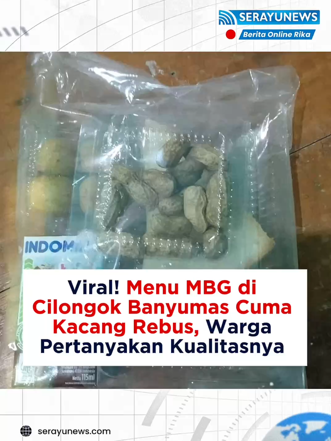 Viral sebuah unggahan di grup Facebook Seputar Cilongok pada Selasa, (16/9/2025), memperlihatkan menu Program Makanan Bergizi Gratis (MBG) di dapur umum Grumbul Bojong, Desa Gunung Lurah, Cilongok. Menu yang hanya berupa kacang rebus itu langsung menuai sorotan publik. Sejumlah komentar warga muncul, di antaranya menuliskan “Kalau hari ini kacang rebus, besok-besok bisa jadi cuma gethuk goreng,” komentar lain menyebut “Kacang rebus, kaya arep nonton wayang,” sementara ada pula yang menyebut nasi berbau dan tidak layak dimakan. Bagaimana menurutmu, apakah menu itu layak untuk disebut makan bergizi gratis? #beritaindonesia #beritaterbaru #beritaupdate #beritahariini #newsupdate #reelsindonesia #jawatengah #banyumas #cilacap #banjarnegara #purbalingga #serayunews #fyp #banyumas #cilongok #program #mbg #makanbergizigratis #kacangrebus #reels