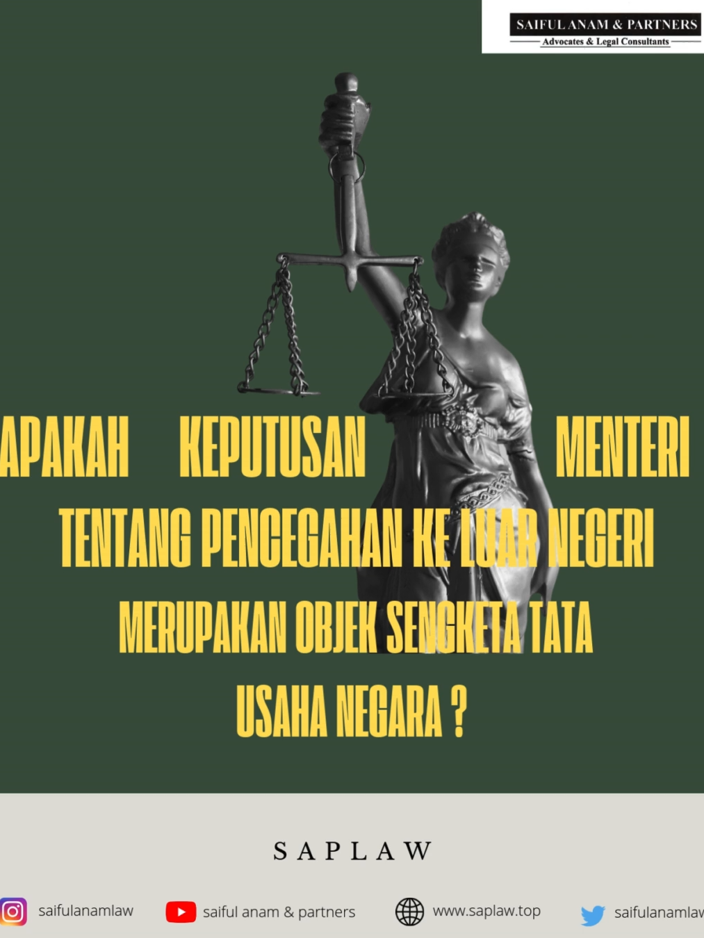 Apakah Keputusan Menteri tentang pencegahan ke luar negeri merupakan objek sengketa tata usaha negara ? #law #advocate #advokat #lawyer #pengacaraonline #konsultanhukum #konsultanhukumjakarta #pengacara #belajarhukum #dosen #dosenhukum #lecture #mediator #quotes