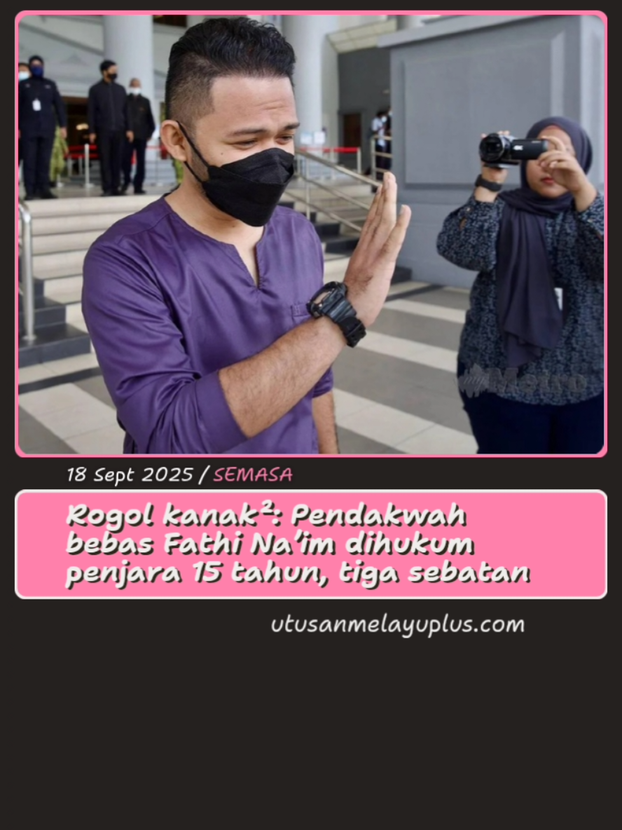 Mengikut pertuduhan pertama dan kedua, dia didakwa merogol seorang kanak-kanak perempuan yang ketika itu berusia 13 tahun di dalam sebuah kenderaan yang di parkir Dataran Eco World, Bandar Baru Puncak Alam, Kuala Selangor, Selangor pada 3 dan 7 petang, awal Julai dan 27 Julai 2021. Dia didakwa mengikut Seksyen 376(1) Kanun Keseksaan yang membawa hukuman penjara maksimum 20 tahun dan sebatan. Bapa lapan anak itu turut didakwa atas satu lagi pertuduhan melakukan amang seksual fizikal terhadap kanak-kanak sama, di tempat serupa pada Jun 2021 dan didakwa mengikut Seksyen 14(a) Akta Kesalahan-Kesalahan Seksual Terhadap Kanak-Kanak 2017 yang membawa hukuman penjara maksimum 20 tahun dan sebatan. 📷 Harian Metro/Bernama. #fathinaim #kesrogol #trendingnewsmalaysia 