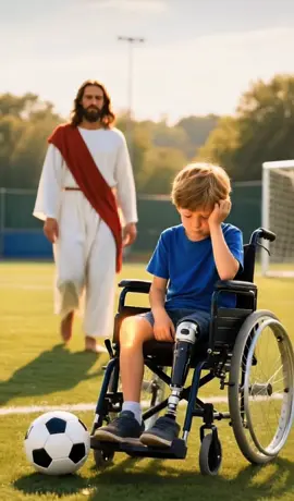 A heart-touching moment of divine compassion as Jesus encounters a young boy with a prosthetic leg. Through His love and healing power, the boy receives strength, restoration, and hope. This miraculous scene symbolizes God’s ability to restore lives, bring joy to broken hearts, and renew faith in the impossible. Keywords: Jesus healing boy, miracle healing, prosthetic leg miracle, divine compassion, power of faith, restoration, hope in Christ, healing touch, miracle of Jesus, Christian inspiration Hashtags: #JesusHeals #MiracleHealing #FaithInAction #DivineRestoration #PowerOfJesus     