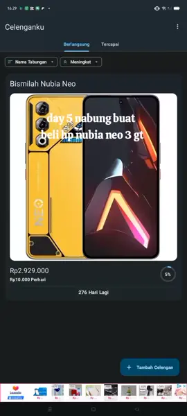 day 5#nabung #buatbelihp #nubianeo3gt #promoseruweekend #masukberanda #foryou #fypp #celenganku 