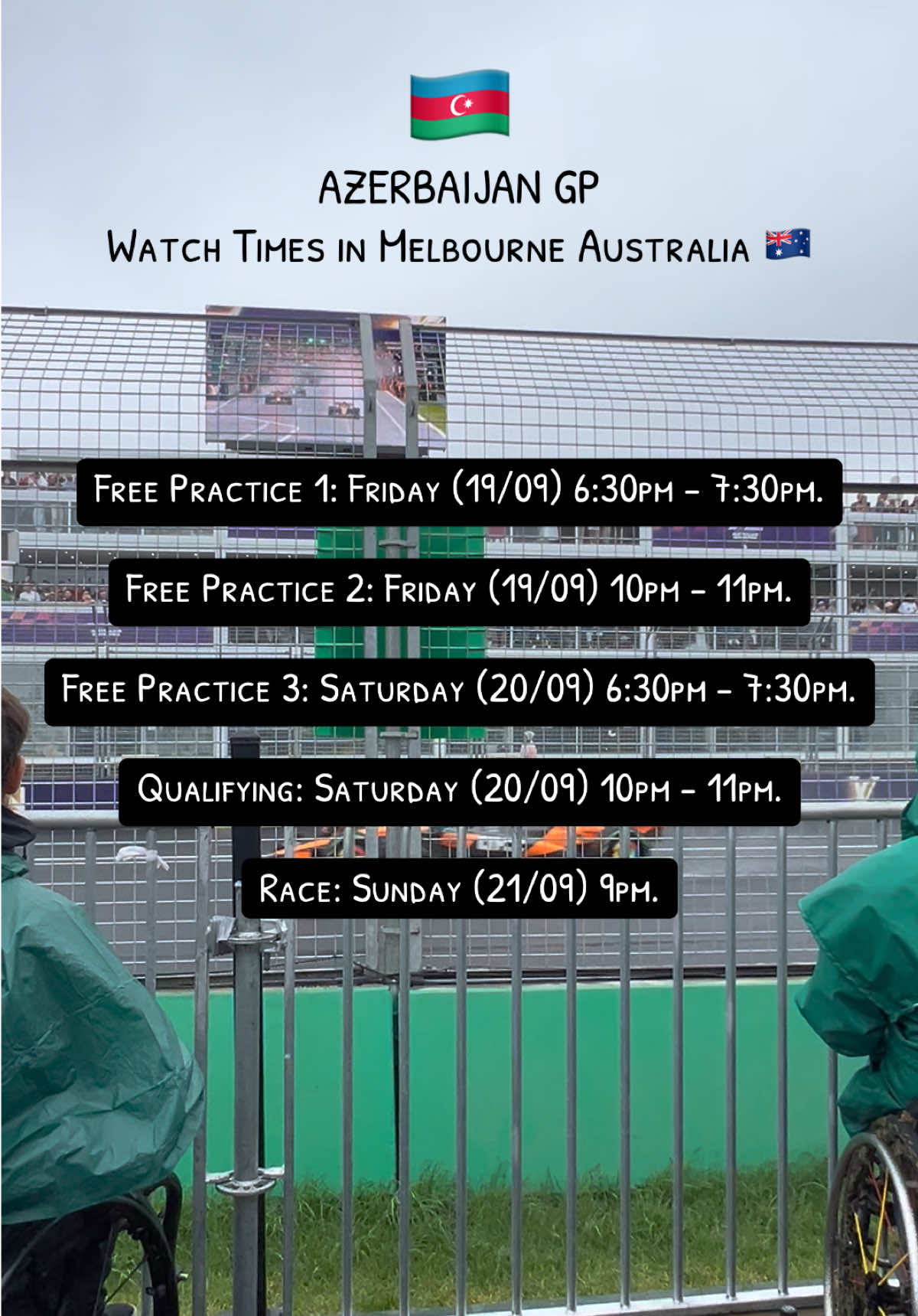 AZERBAIJAN 🇦🇿 GP Watch times in Melbourne Australia 🏎️ #f1 #baku2025 #azerbaijangp #azerbaijan2025 #melbourneaustralia 