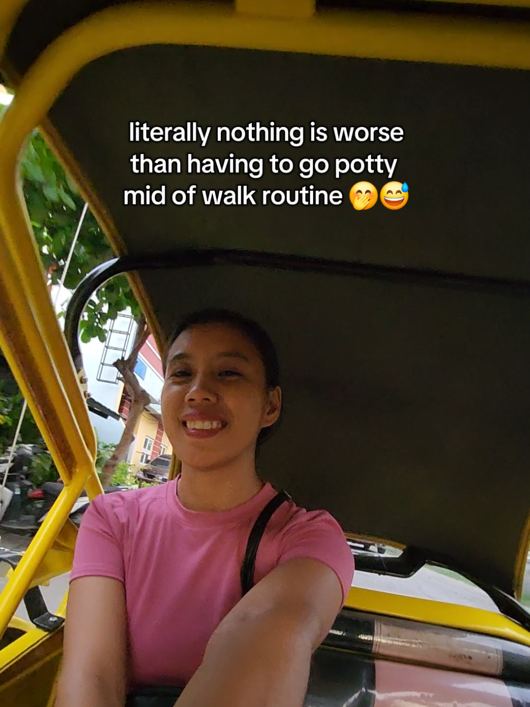 Thanks to easy access of trycicle —they saved me 🤭😅✌️  #funnymoments #walking #filipina #philippines 