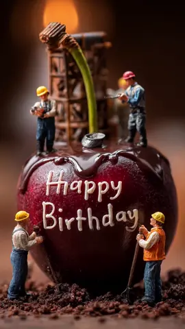 今日誕生日の人おめでとう。果物をプレゼント#miniature #happybirthday #happy #midjourney 