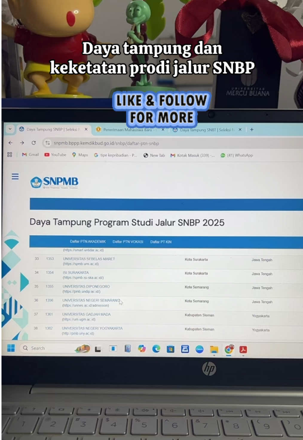 Keketatan prodi di SNBP check ✅#fypシ゚ #fyp #snbp #tka #snbt 