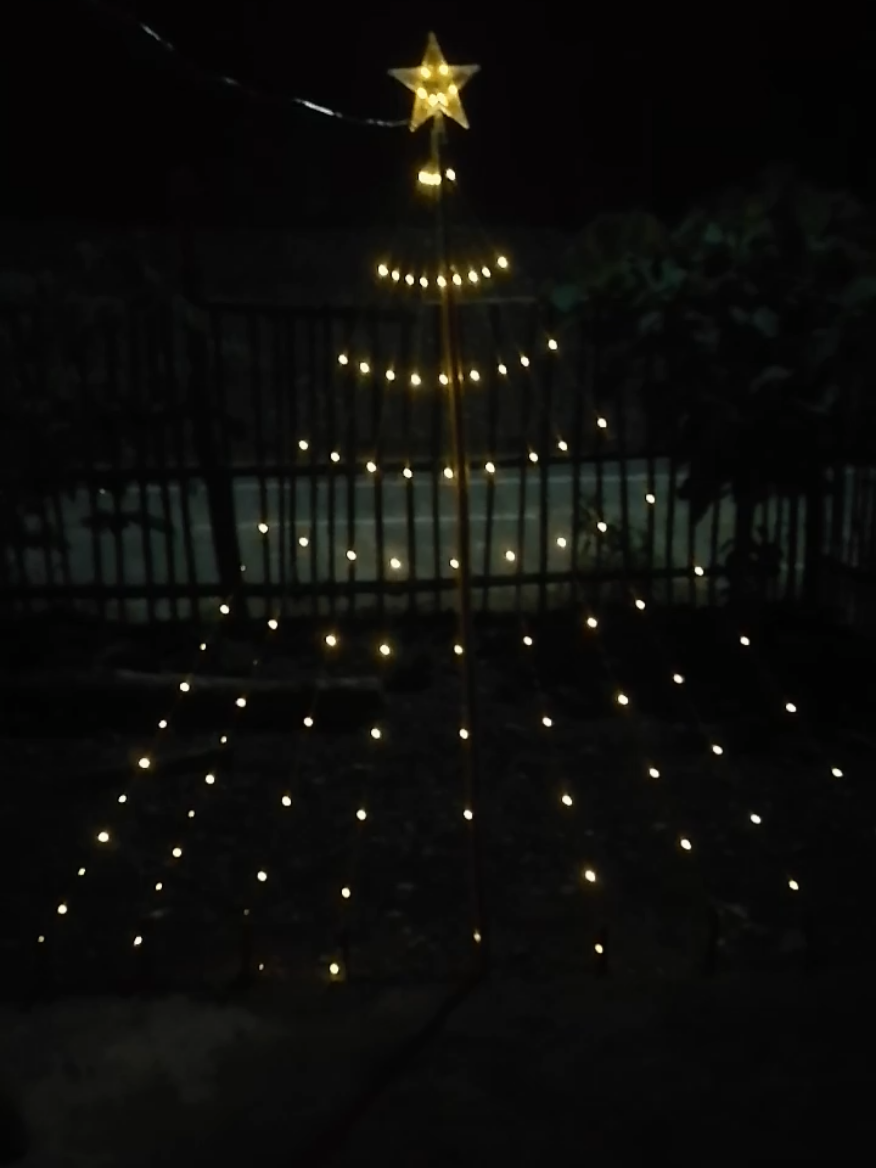 Ligyetor Solar Tree Waterfall String Light 4m/198LED #solarchristmaslights #treewaterfallstringlight #christmaslights #christmasdecor 