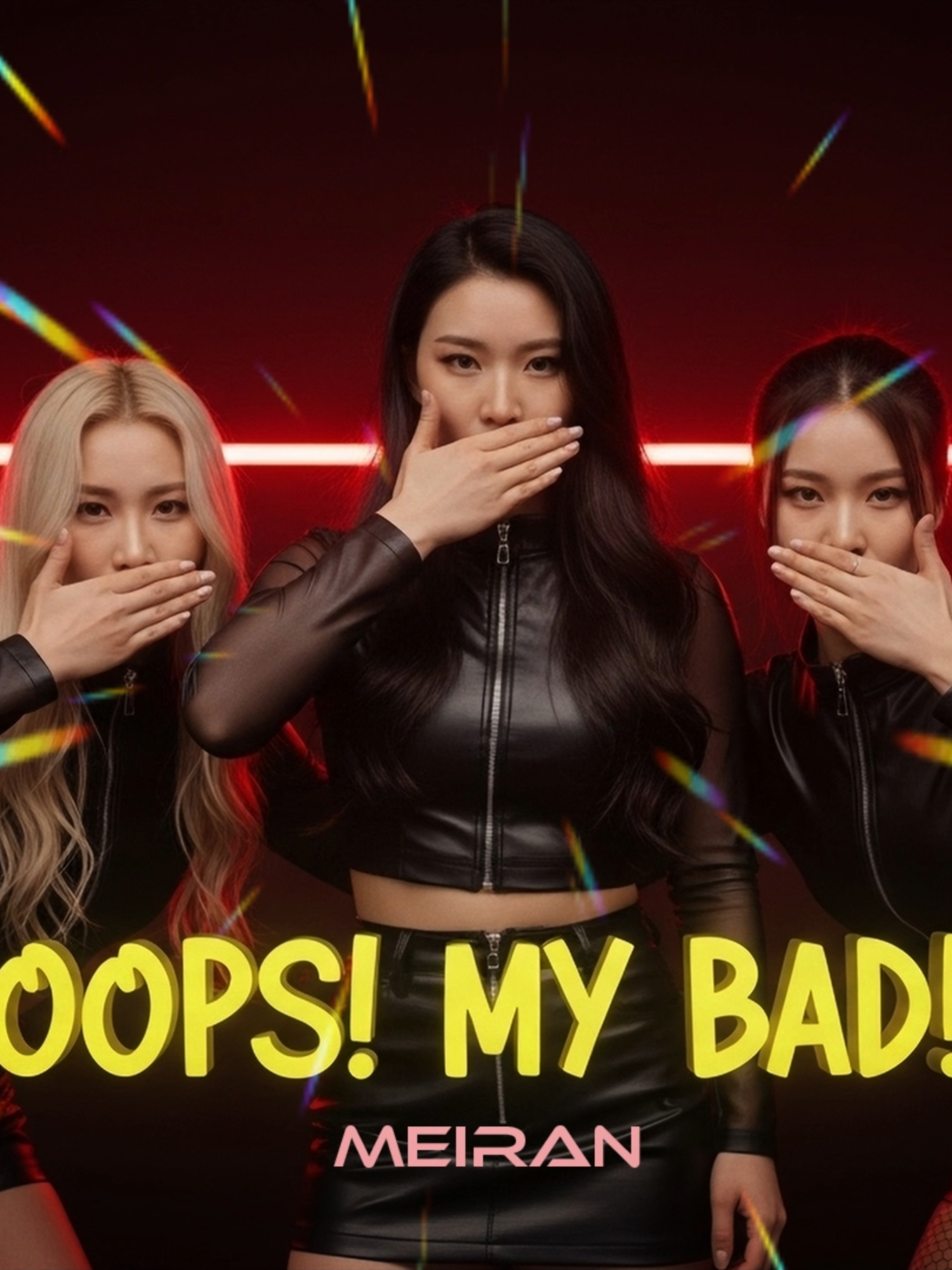 MEIRAN ~ OOPS! MY BAD! LYRICS Dropped my phone, hit send too soon Crushed on a guy in homeroom 웃고 넘겨, 그게 나   완벽하단 건 나랑 안 맞아   I trip, I spill   I twirl, I tilt   And still come out Like a runway queen in silk 넘어져도 예쁜 나   Call it dance, not a fall, ha-ha! You point, I pose 실수도 내 스타일로 OOPS! MY BAD! OOPS! MY BAD! Wrong lyrics, I sang out loud   Still louder than the whole crowd   이게 틀린 거야? 아니   I'm your *remix* baby! Spilled juice, laughed first   머리 산발? It still works   너무 깔끔한 건 지루해   Beauty queens run this world yeah! 실수는 내 magic   나는 실망 안 해, classic   Bounce, blink, trip, flex   That's my charm, what’s next? OOPS! MY BAD! OOPS! MY BAD! They said “not so loud”   I said “turn it up now”   They said “act polite”   I said “this *is* my crown” 내 방식이 정답이야   Not flawless, but I shine!   실수는 spice...   완벽은 boring line! OOPS! MY BAD! 다시 해도 똑같이 해! #Meiran #kpopmusic #new #fyp #korean #english #song #release #kpop #ai #aisong #aimusic #kpopusa #kpopid #kpopjp #kpopbr #kpoptr #viral #trending #newmusic
