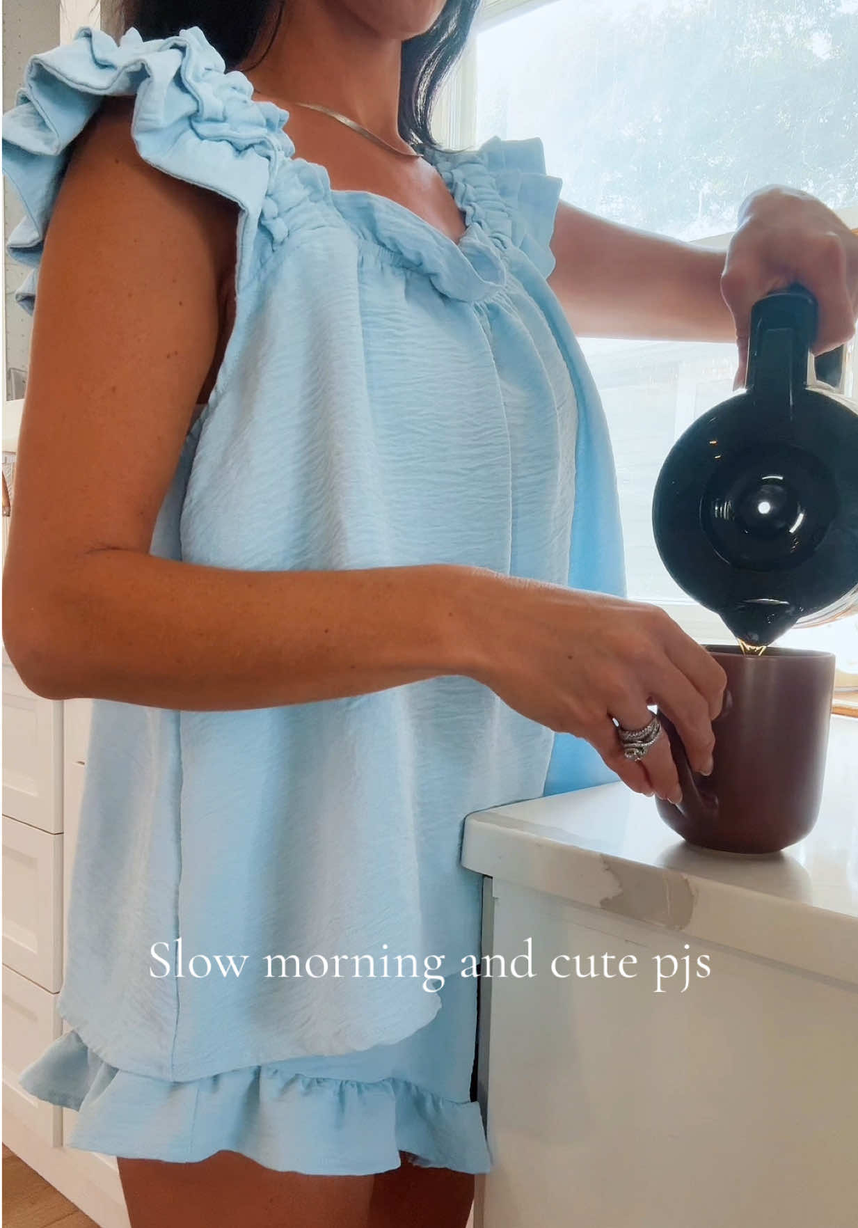 Replying to @amyshevchuk you guys they have blue too! I can’t decide which ones I like the best! #pajamaset #cutepajamas #slowmorning #loungeset #cuteandcomfy 