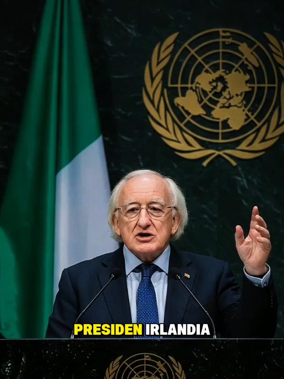 Presiden Irlandia Desak Israel Dikeluarkan dari PBB Presiden Irlandia, Michael D. Higgins, menyerukan agar Israel dan negara-negara pemasok senjatanya dikeluarkan dari Perserikatan Bangsa-Bangsa. Menurutnya, keberadaan mereka hanya mencederai misi perdamaian dunia dan memperpanjang penderitaan rakyat sipil, khususnya Palestina. #Irlandia #MichaelDHiggins #Israel #Palestina #PBB 