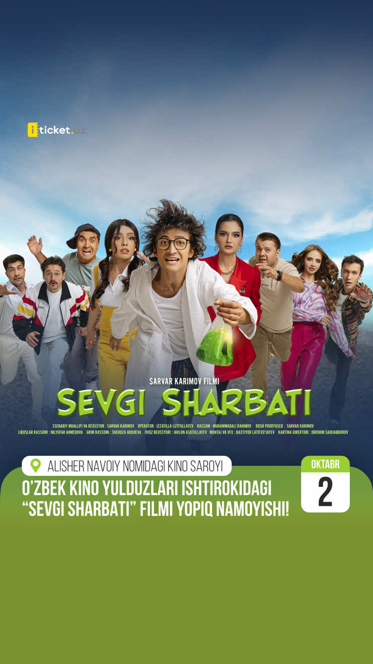 Yosh kimyogar talaba dunyodagi barcha qizlarning qalbini rom etadigan “Sevgi Sharbati”ni yaratishni orzu qiladi. Lekin omadsiz tajriba natijasida kutilmagan hodisa yuz berib, uning taqdirini hech qachon tasavvur qilmagan tomonga burib yuboradi. 🎫Chiptalar iticket.uz saytida, ilovada va shahar kassalarida ➖➖➖ Молодой студент-химик мечтает создать Эликсир любви, который заставит всех девушек мира влюбиться в него. Но в результате неудачного эксперимента вместо триумфа он получает сюрприз, к которому жизнь его точно не готовила. 🎫Билеты на сайте, в приложении и в кассах iticket.uz #uzbekfilm #movie #tashkent🇺🇿 #fyp 