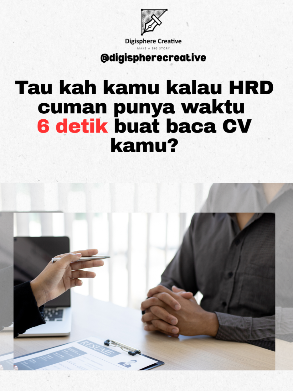 HRD Cuma Butuh 6 Detik Buat Baca CV Kamu😱 Mau CV yang berbicara, kontak kita aja di bio🥰 #hrd #cv #jasacv #fyppppppppppppppppppppppp #lokersmasmk 