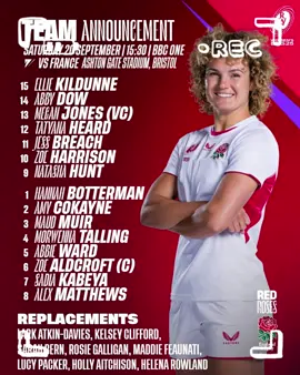 Ready for the #RWC2025 semi-finals 💪 John Mitchell has named his #RedRoses team to face France this Saturday at 15:30 BST 📺 #WearTheRose 