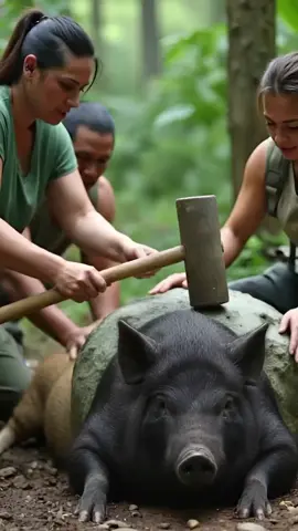Rescue Pig 🐷 🐷 From Giant Cement block #trending  #viral #animalrescuestory  #foryoupage #aianimalrescuevideos 