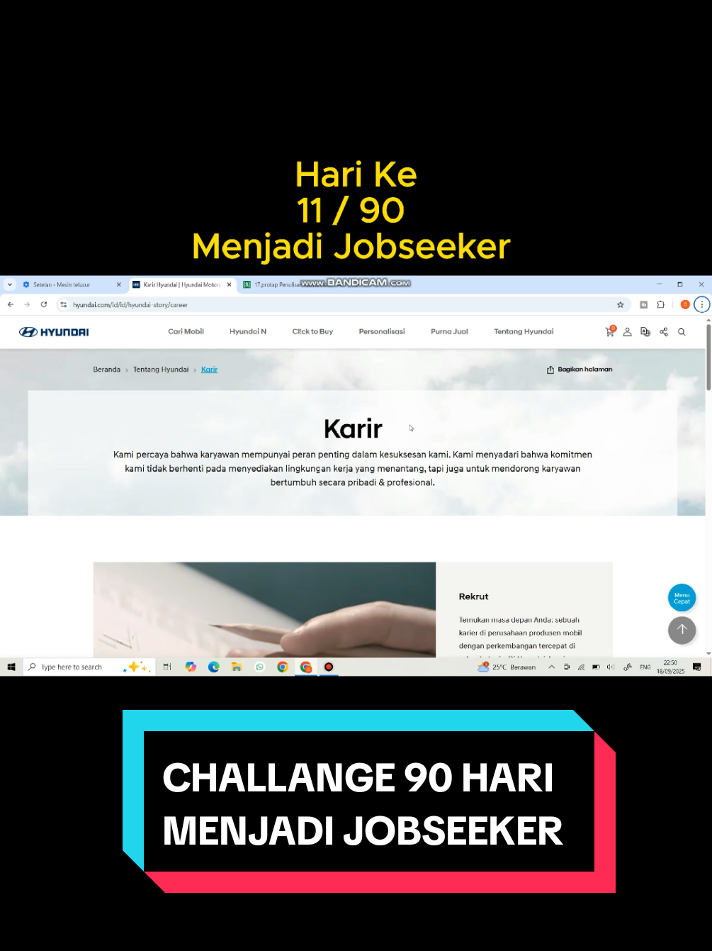 Hi Jobseeker, Ini adalah hari ke 11 gua mencoba menjadi jobseeker. Di hari ke 11 ini kita coba apply ke PT. Hyundai Motor Indonesia. Dimana kita melamar nya lewat website perusahaan.  #jobseeker #viral #lowongankerja #loker #pthyundaimotormanufakturingindonesia 