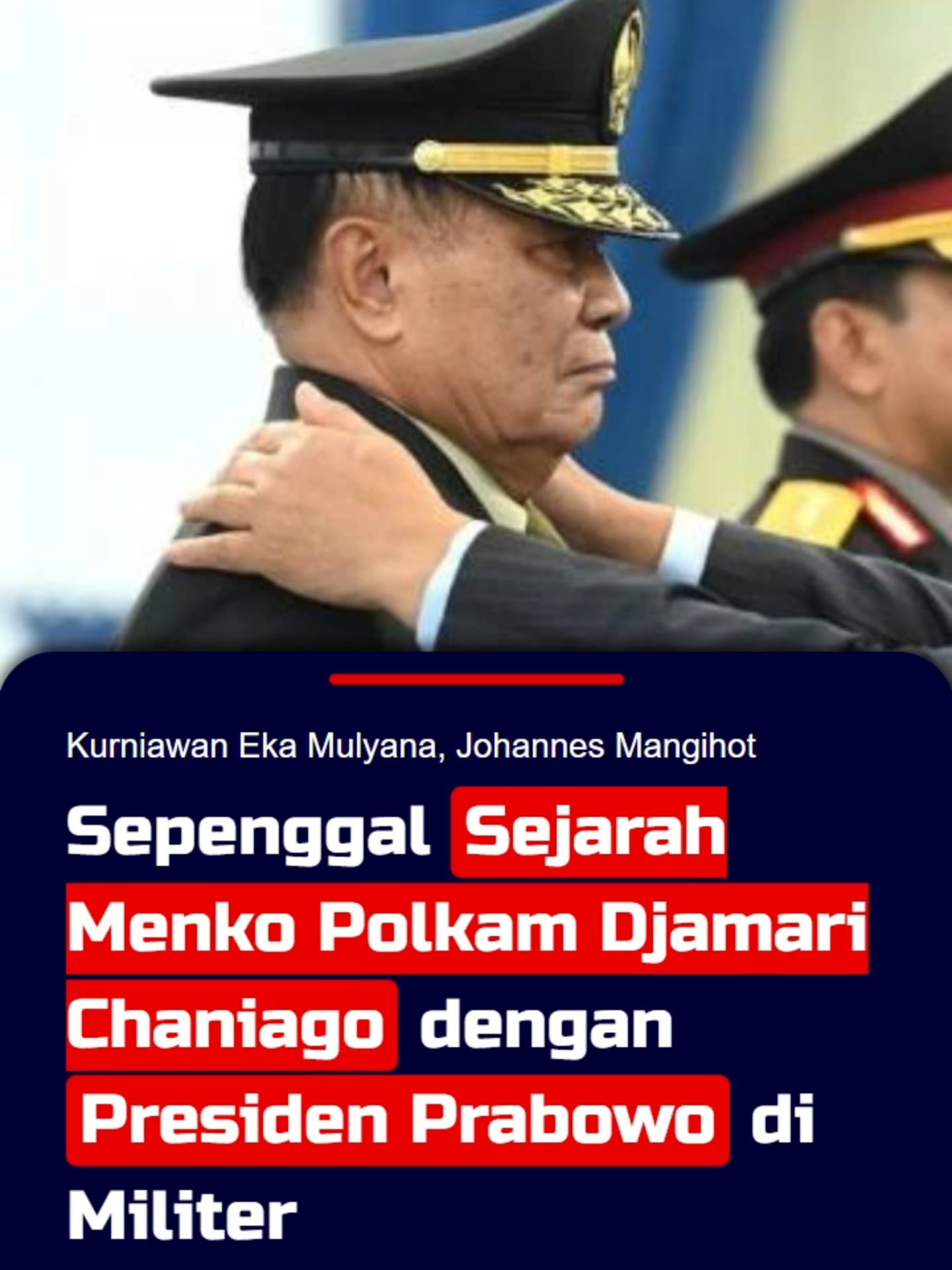 Sepenggal Sejarah Menko Polkam Djamari Chaniago dengan Presiden Prabowo di Militer Menko bidang Politik dan Keamanan (Menko Polkam) Djamari Chaniago diketahui memiliki sejarah dengan Presiden Prabowo saat dinas di TNI AD. Diketahui Djamari merupakan Sekretaris Dewan Kehormatan Perwira yang memberikan rekomendasi pemecatan Prabowo pada tahun 1998. Selain Djamari Chaniago, DKP terdiri dari Subagyo Hadisiswoyo dan Fachrul Razi sebagai ketua dan wakil ketua. Lalu, ada Susilo Bambang Yudhoyono (SBY), Agum Gumelar, Yusuf Kartanegara, dan Arie J Kumaat. Di sisi lain Prabowo dan Djamari memiliki kedekatan personal sejak masa pendidikan di Akademi Angkatan Bersenjata Republik Indonesia, atau Akademi Militer (Akmil).  Djamari merupakan senior Prabowo di Akmil. Ia masuk pada tahun 1971, sementara Prabowo masuk Akmil pada 1973 dan bergabung dengan angkatan 1974 yang seangkatan dengan Sjafrie Sjamsoeddin. Bahkan, Djamari pernah menjadi komandan Prabowo saat mereka sama-sama di Akmil. Sahabat KompasTV juga bisa memperoleh informasi terkini melalui website www.kompas.tv. #menkopolkam #prabowo #tniad #tni #djamarichaniago #dewankehormatanperwira #presidenprabowo #akmil71#sepenggalsejarah