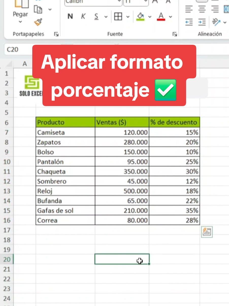 Así conviertes números en porcentaje en 2 SEGUNDOS en Excel 👇‼️ #excel #exceltips #exceltutorial #oficina #aprendeexcel #microsoftexcel #microsoft #office 