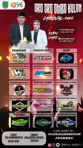 Info Terbaru Karnaval Oro Oro Ombo Kulon Oktober 2025 #karnavalrombokulon #fyp #horegjawatimur #orkulhebat #ajijayaaudio  @ajijayasoundsistem  @konconepakharry86 @warung kampung mangga @masbre1986 