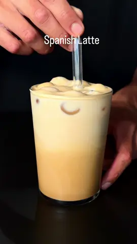 Spanish Latte ☕️🥛This delightful drink combines the sweetness of condensed milk and richness  of double espresso flavor. Mix with ice cubes to taste for a really refreshing experience 🧊 A recipe that only takes 3 simple ingredients and less than 5 minutes :)  Ingredients: - Condensed Milk ( 2 tbsp ) - Double shot of espresso  - Ice  - Milk  #coffee #coffeetiktok #homebarista #homecafe #espresso 