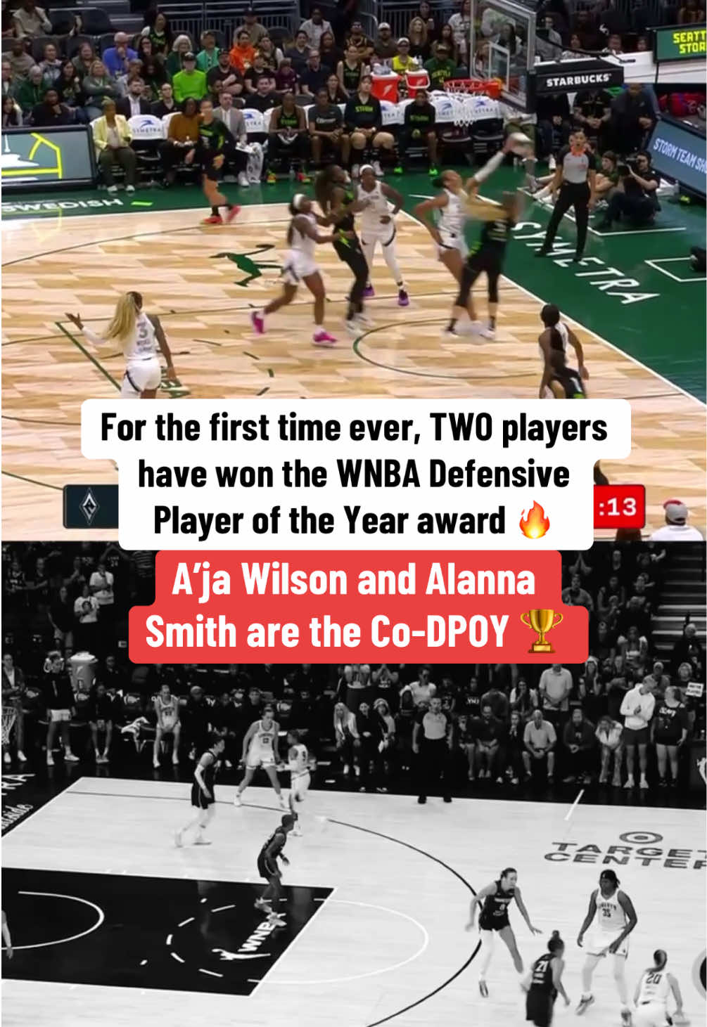 A’ja wins her third DPOY while Alanna wins her first 🙌 #WNBA #basketball #womensbasketball