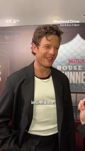 Poor Emma got a lil’ fright there 😅 #JamesNorton who plays Sean Rafferty in the upcoming #HouseOfGuinness chats with @Emma Power on the red carpet at the Irish premiere 👏🍿 #WeekendDrive 