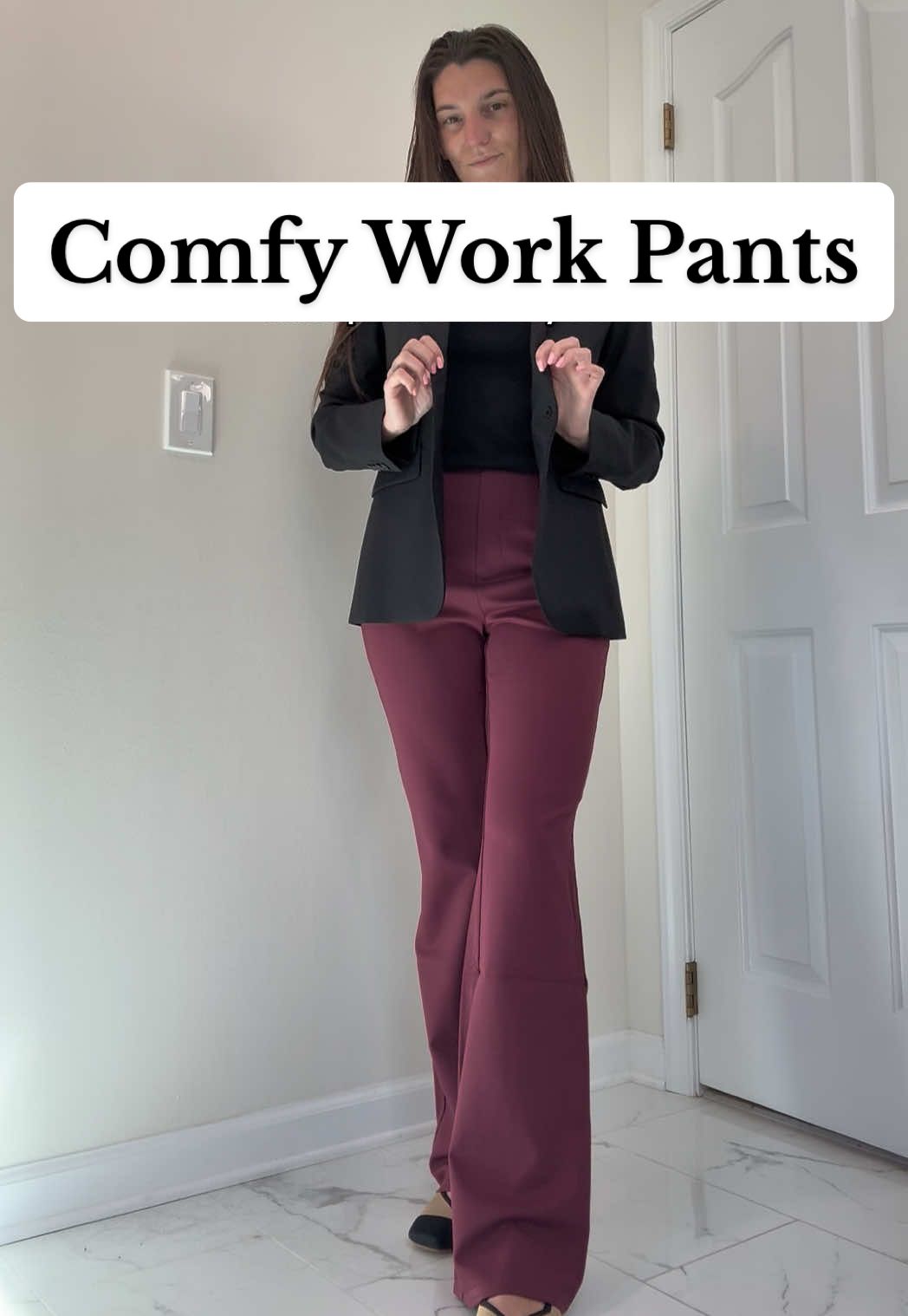Loveee these pants sm. So comfy but still look professional 🖤👩🏻‍💻 #workpants #officejob  #businesscasual #officeoutfit #tiktokshoprestock 