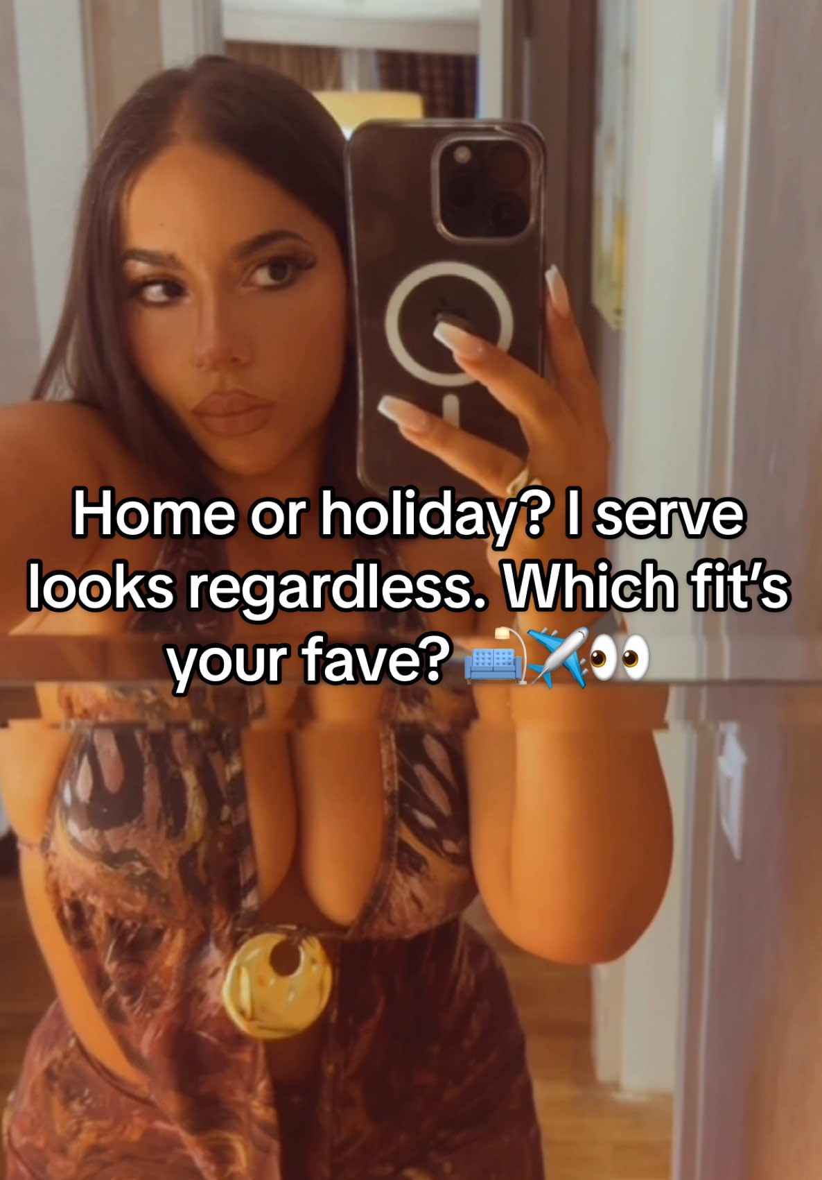 OOTD dump 📸 Home 🏠 or Away ✈️ Rate the fits: 1 for homebody hottie, 2 for holiday glam 🌴🛋️🔥  #fitcheck #OOTD #outfitcheck #CapCut #holidayoutfit 