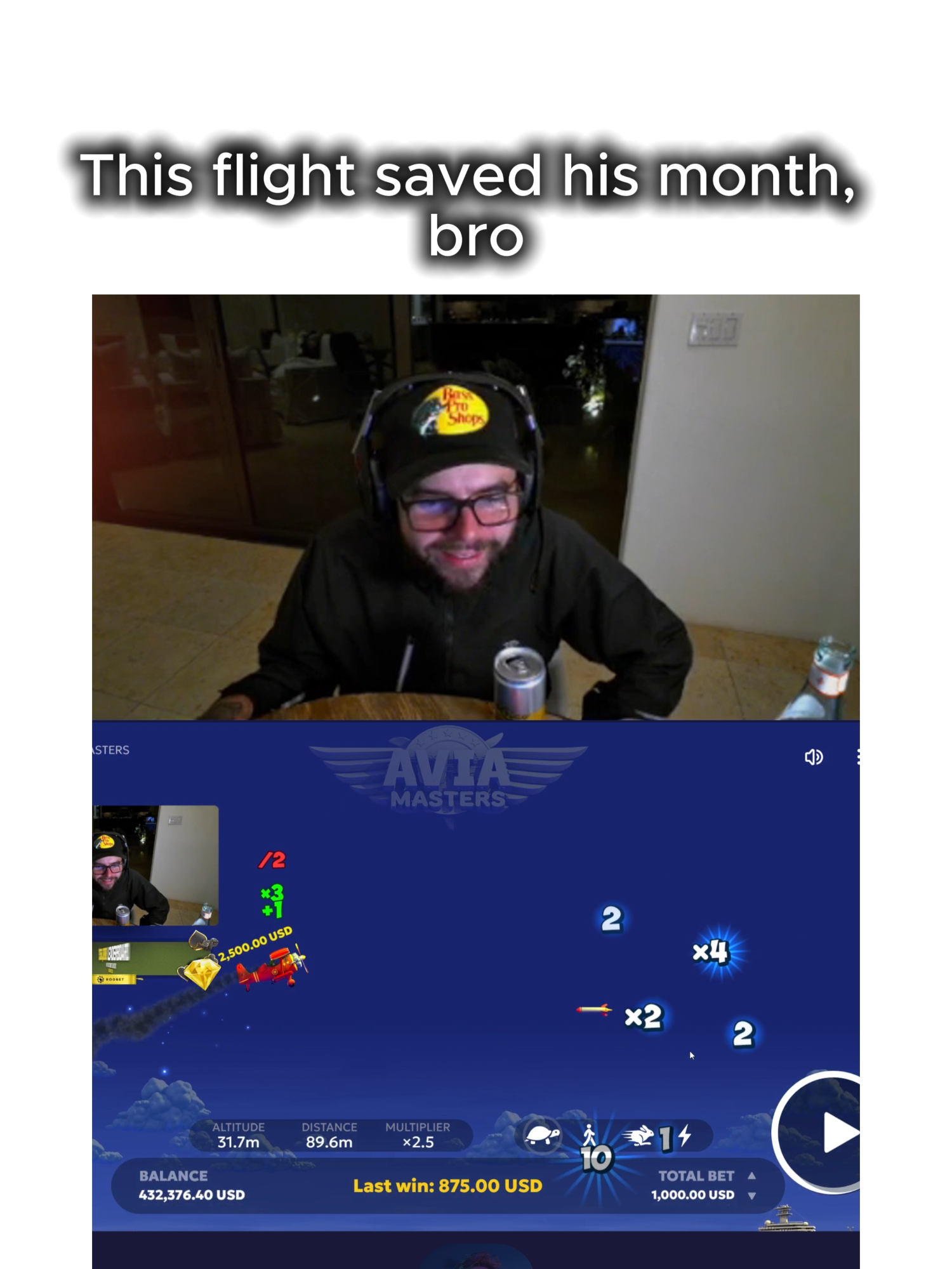This flight saved his month, bro