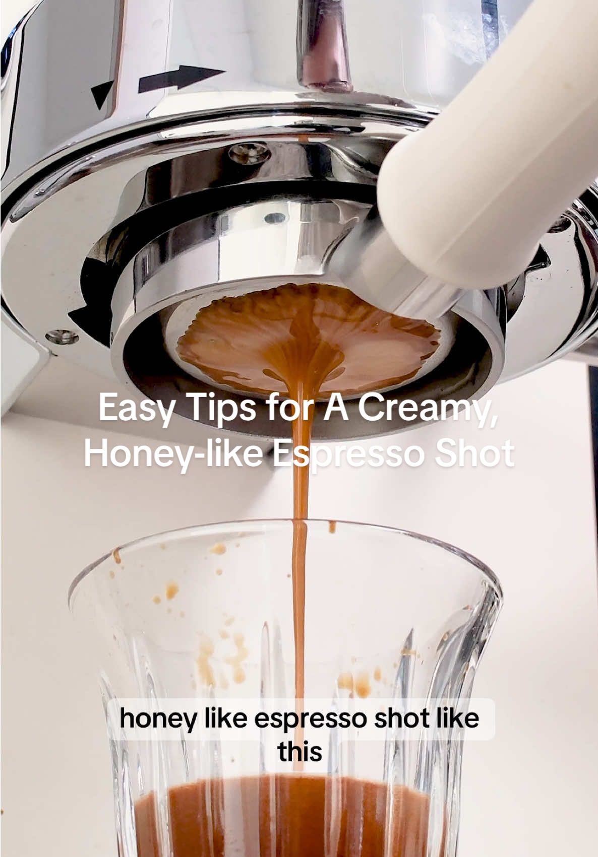 3 easy tips for creamy, honey-like espresso shots, with ANY machine! - Store beans in airtight containers (Airscape or jars in a dark place) - Use a coffee scale + good puck prep for perfect 1:2 ratio shots - Take time to prep the puck as good as you can with a WDT tool and a Self-leveling Tamper Aim for 18g in, 36g out, 25–30 seconds. Adjust grind if it’s too fast or slow. Would you try these at home? #homebarista #espresso #coffee #homecafe #espressomachine 